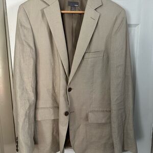 H&M Men 40R Tan Linen/Cotton Blend Single Breasted Regular FIt Classic Blazer